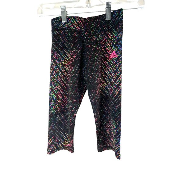 Adidas Girls Dot Print Capri Pants Leggings Size 6 Multicolor Athletic Casual - Picture 7 of 7
